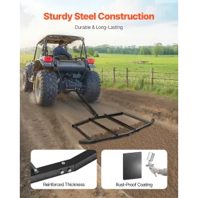 Drag Harrow, 72" Width Tow Behind Drag Harrow, Q235 Steel Driveway Grader with Pin-Style Hitch, Driveway Tractor Gravel Level Dr
