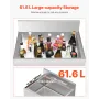 Commercial Ice Bin, 61.6 L Underbar Ice Bin, 24 x 24.2 x 37 in Stainless Steel Ice Chest with Sliding Lid, Bottle Holders, and A