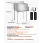 Commercial Ice Bin, 61.6 L Underbar Ice Bin, 24 x 24.2 x 37 in Stainless Steel Ice Chest with Sliding Lid, Bottle Holders, and A