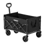 Collapsible Wagon Carts, 120L & 225LBS Folding Wagons with All-Terrain Wheels, Heavy Duty Outdoor Utility Cart with Adjustable H