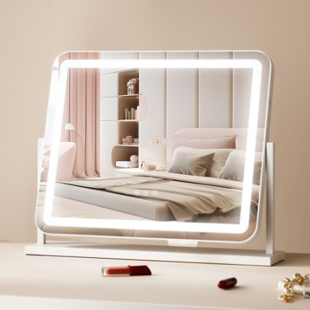 Lighted Makeup Mirror 3 Color Vanity w/ USB Port Magnification21.7x17.7 in