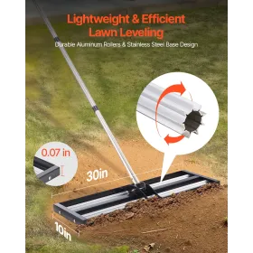 30x10in græsplæne nivellering rake med 83,9 i justerbart håndtag til gårdhaven