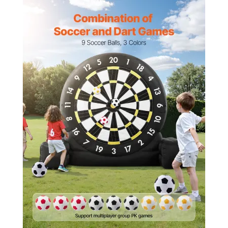 Inflatable Soccer Dart Board, over 10 ft High Giant Soccer Dart Board with 9 Kick Balls & Air Pump, 2-Minutes Setup & Storage Ba