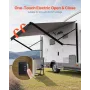 Motorized RV Awning Complete Kit, 14' Retractable Awning with Aluminum Alloy Frame, Outdoor Trailer Awning, Fit for Most RVs(Bla