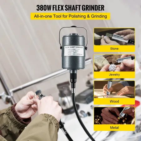 Flex S haft Grinder 380W Rotary Tool 500-23000RPM Rotary Carver with 0.635 cm 3-Jaw Chuck & Stepless Speed Foot Pedal Hanging Gr
