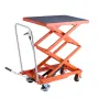 Hydraulic Lift Table, 500 lbs Capacity, 47.2" Lifting Height, Double Scissor Lift Table Cart with 4 Wheels and Non-slip Pad, Man