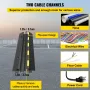 Cable Protector Ramp, 2 Packs 2 Channels Speed Bump Hump 101cmx24.5x5 cm, Rubber Modular Speed Bump Rated 4989.5 kg Load Capacit