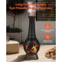 Chiminea, 22 Inch Outdoor Wood Burning Firepit, Spherical Fireplace for BBQ & Warming, Aluminum Wooden Fire Pit with Grill Mesh,