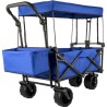 Collapsible Wagon Cart, Foldable Wagon Cart w/ Removable Canopy 600D Oxford Cloth, Collapsible Wagon Oversized Wheels Portable