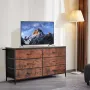 6 skuffe kommode skab kommode tv Stand med stålramme rustik brun