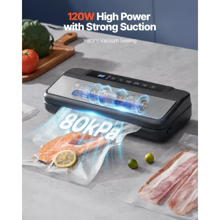 Vacuum Sealer Machine, 80Kpa 120W Powerful Compact Food Sealer, 7-in-1 Multi-Functional Food Vacuum Sealer, Automatic Air Sealin