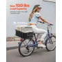 Rear Bike Basket, Medium Bicycle Basket with Cargo Net, Liner & Waterproof Cover, Heavy Duty Bike Back Basket for Adult Women/Me