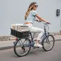 Rear Bike Basket, Medium Bicycle Basket with Cargo Net, Liner & Waterproof Cover, Heavy Duty Bike Back Basket for Adult Women/Me