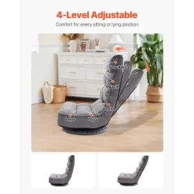 360Â° Swivel Floor Gaming Chair with 4 Adjustable Position Folding Chair