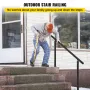 Stair Railing Kit, 152.4 cm Handrails for Outdoor 0-5 Steps, Adjustable Angle Black Aluminum Stair Handrail, Indoor & Outdoor St