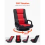 Swivel Floor Gaming Chair with Armrests, 360-Degree Rotating Floor Chair with 6 Adjustable Position Folding Backrest and Lumbar 