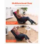 Swivel Floor Gaming Chair with Armrests, 360-Degree Rotating Floor Chair with 6 Adjustable Position Folding Backrest and Lumbar 