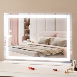 Lighted Makeup Mirror 3 Color Vanity w/ USB Desktop Wall-mount 31.5x21.7in