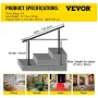 Stair Railing Kit, 152.4 cm Handrails for Outdoor 0-5 Steps, Adjustable Angle Black Aluminum Stair Handrail, Indoor & Outdoor St