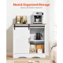 Coffee Bar Cabinet, 31.5 x 13.8 x 31.5 in Farmhouse Coffee Bar Cabinet with 3-Tier Storage, Coffee Bar Table with Barn Door, Far