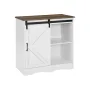 Coffee Bar Cabinet, 31.5 x 13.8 x 31.5 in Farmhouse Coffee Bar Cabinet with 3-Tier Storage, Coffee Bar Table with Barn Door, Far