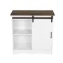 Coffee Bar Cabinet, 31.5 x 13.8 x 31.5 in Farmhouse Coffee Bar Cabinet with 3-Tier Storage, Coffee Bar Table with Barn Door, Far
