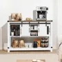 Coffee Bar Cabinet, 47.3 x 15.7 x 32.7 in Farmhouse Coffee Bar Cabinet with 4-Tier Storage, Coffee Bar Table with Barn Doors, Fa