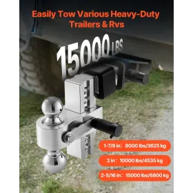 Justerbar trailer Hitch 2 "Modtager 6" Drop Tri-Ball Hitch 15000 lbs