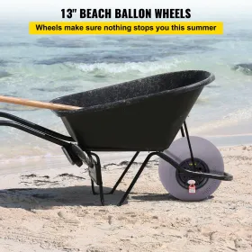 Beach Balloon Wheels, 13 "Udskiftningssanddæk, TPU-vogndæk til kajak Dolly, Canoe Cart og Buggy m/ gratis luftpumpe, 2-pack