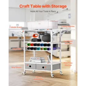 g Craft Cart and Storage Table 14 Vinyl Roll Holders 2 Drawers Foldable