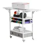 Rolling Craft Cart and Storage Table, Compatible with Cricut Machines, Collapsible Cricut Table with Foldable Sides, Craft Rolli