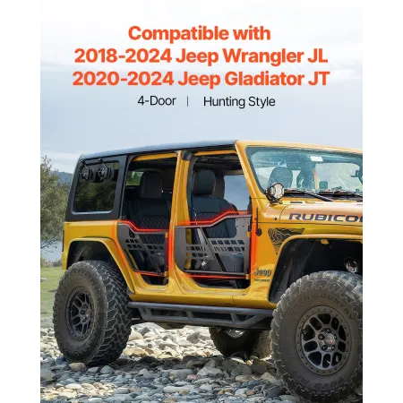 4-dørs Jeep Tube Doors Jeep Tubular Door til 2018-2024 Jeep