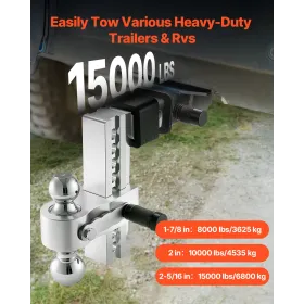 Justerbar trailer Hitch 2 "Modtager 8" Drop Tri-Ball Hitch 15000 lbs