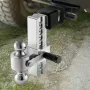 Adjustable Trailer Hitch, 8-Inch Drop Hitch, Tri-Ball Mount for 2-Inch Hitch Receiver, Trailer Ball Size 1-7/8", 2" and 2-5/16",