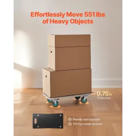 Møbler dolly 551 lbs møbler bevægelige dukker med 4 TPR stille hjul