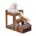 Pet Bunk Bed with Stairs Dog/Cat Window Perch with Storage Indoor Brown