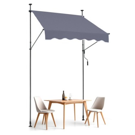 59x47" Patio Awning Retractable Awning Sunshade Shelter with Crank Handle