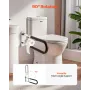 Toilet Safety Rail, 30 Inch U-Shaped Handicap Grab Bar, Foldable Senior Safety Pole, Flip Up Toilet Grab Bars with Anti-Slip Han