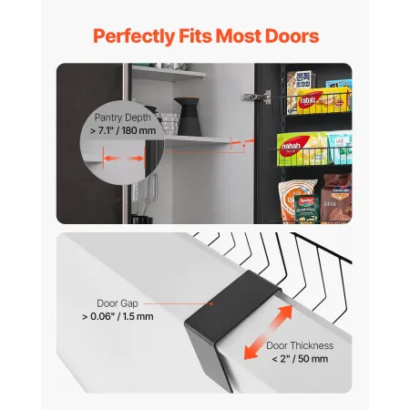 Over the Door Pantry Organizer, 9-Tier Pantry Organization and Storage, Heavy-Duty Steel Hanging Spice Rack, Adjustable Wall Sea