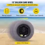 Beach Balloon Wheels, 15.7 "Udskiftningssanddæk, TPU -vogndæk