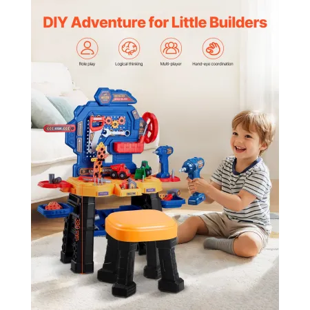 Kids Workbench 181 PCS -værktøjsbænk med realistiske værktøjer