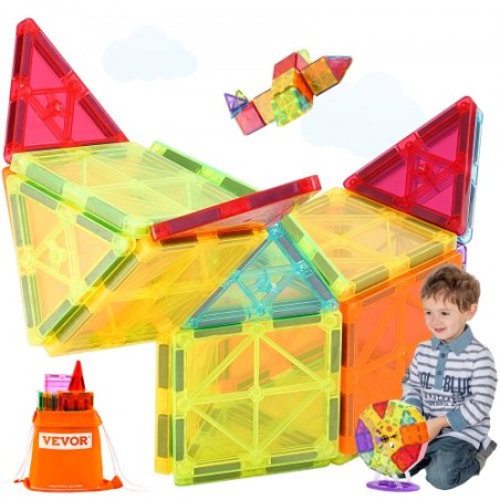 Magnetic Tiles Magnetic Building Toy 180 PCS Magnet Blocks for Kids 3D Set