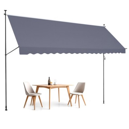 178x47" Patio Awning Retractable Awning Sunshade Shelter with Crank Handle