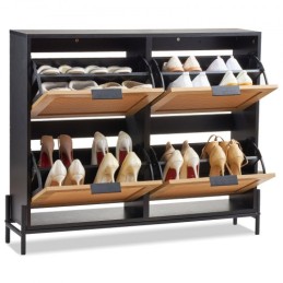 Rattan Shoe Storage Cabinet Shoe Storage Organizer with 4 Flip Drawers