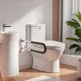 Toilet Safety Rail, 23.8 Inch U-Shaped Handicap Grab Bar, Foldable Senior Safety Pole, Flip Up Toilet Grab Bar with Anti-Slip Su
