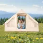 Inflatable Tents for Camping, 3-5 Person Easy Setup Blow up Tent with Hand Pump, 300D Oxford 4 Season Glamping Tent with Stove J