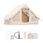 Inflatable Tents for Camping, 3-5 Person Easy Setup Blow up Tent with Hand Pump, 300D Oxford 4 Season Glamping Tent with Stove J