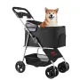 Pet Stroller, 35 lbs Weight Capacity, Foldable Dog Stroller Cart, 4 Wheels Cats Pram with Detachable Carrier & Mesh Windows, Por