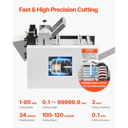 Auto Heat-Shrink Tube Cutter, Cable Pipe Cutting Machine with 1mm-85mm Cutting Width, 0.1mm-99999.9mm Length, Automatic Tube Cut