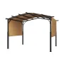 12 x 10 ft Outdoor Pergola, Arched Top Metal Pergola, Retractable Pergola with Sun Shade Canopy, Large Patio Shelter Pavilion, H